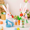 Miniatyrbild 4 av 4: Påsk Tomte Påskdekorationer Handgjorda Påsk Tomtar Plyschdocka Påskhare Tomtar Dekor med Blommor för Hemmakontor Utomhus Påskprydnader B