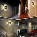 Miniatyrbillede 4 af 5: Moderne LED udendørs væglampe med PIR bevægelsessensor - Vandtæt, 3000K varm hvid, aluminium væglampe til have (sort)