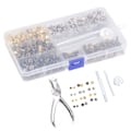 Miniatyrbillede 8 af 8: 360 stk. dobbelthætte nitter læder håndværksrør metal studs 6 mm 8 mm hultang indstillingsværktøj