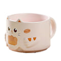 Miniatyrbild 1 av 5: Keramisk kattmugg - Staplad vattenkopp med kattöron-design, Rosa