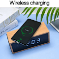 Miniatyrbild 4 av 5: Kreativ Smart Multifunktionell Trådlös Laddning Väckarklocka Trä Bluetooth Högtalare LED (Vit)