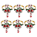 Miniatyrbillede 1 af 3: 6 stk. Emalje Jule Servietringe Elegante Juletræ Rensdyr Snefnug Servietholdere Jule Bryllupsfest Borddekoration A