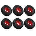 Miniatyrbilde 2 av 8: RC-gummihjul med aluminiumsfelgnav for WPL C14 C24 C34 C44 B14 B24 B16 B36 4WD bilmodellRød