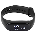 Miniatyrbillede 4 af 8: Digitalur LED Hvidt Lys Display Plast Spejl Elektronisk Bevægelse Silikone Strap Sportsur til Student Sort