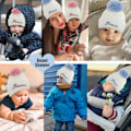 Pikkukuva 5 / 8: Lasten neulottu pipohattu Talvi Lämmin Paksu Neulospippo Kirjotut Kirjaimet Syksy Villapipo Pompomilla Pojille Tytöille