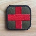 Miniatyrbillede 2 af 5: Broderet burrelås patch, Oliven og Rød
