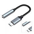 Miniatyrbillede 3 af 8: Hovedtelefonstikadapter TPE Type C han til 3,5 mm hun Hovedtelefonadapterkabel til at lytte til musik Grå