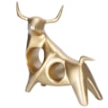 Miniatyrbillede 2 af 8: Abstrakt Tyrsculptur Hul Resin Look Up Okse Statue Dyrehåndværk Ornament Rumindretning Guld