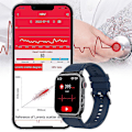 Miniatyrbillede 3 af 5: Blodsukker Smart Watch 2023 EKG Blodtryksmåler Sundhedsmonitor Fitness Tracker IP68 Vandtæt Smartwatch til Mænd og Kvinder Silicagel Sort