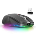 Miniatyrbilde 1 av 5: (Svart 2.4G Dual-Mode Bluetooth 5.1 Trådløs Mus, USB-Lading