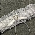 Miniatyrbilde 3 av 5: Blondert Brude Strømpebåndsett - Elegant og Elastisk med Rhinestone Sateng Sløyfe