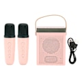 Miniatyrbilde 1 av 8: Karaoke-maskin multifunksjonell RGB-belysning bærbar Bluetooth-høyttaler med 2 trådløse mikrofoner for voksne og barn rosa