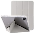 Miniatyrbillede 1 af 5: Tablet etui til iPad Pro 11 (2018) / (2020) / (2021) / (2022) / iPad Air (2020) / (2022) origami tri-fold stand læder+ klar akryl cover-B6 Beige