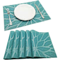 Pikkukuva 4 / 5: Pöytätabletit Teal, 6 kpl - Kudottu vinyylinen ruokapöydän tabletti, lämmönkestävä, liukumaton, pestävä, helposti pyyhittävä, kotiin ja keittiöön (6 tablettia)(B