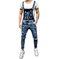 Miniatyrbild 1 av 3: Rippat Denim Dungarees Overalls för Män XL Mörkblå