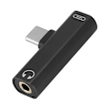 Miniatyrbilde 6 av 8: 2 i 1 Type C til 3,5 mm Jack Hodetelefon USB-ladekonverter Multifunksjonell Transverter Svart