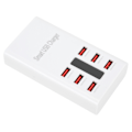 Miniatyrbilde 4 av 8: 100-240V 6-porters hurtig multi-USB-lader stasjonær mobiltelefon ladestasjon dokkingstasjon 30WEU-plugg