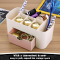 Miniatyrbillede 3 af 8: Multifunktionel Skrivebord Desktop Organizer Skuffe Papirholder Makeup Opbevaringsboks Home Pink