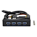 Miniatyrbillede 1 af 5: 4xUSB3.0 19pin Hub Drev Bay Frontpanel Til PC Computer Sort Hurtig Opladning