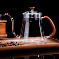 Miniatyrbild 4 av 8: Tjockväggig glas gåshals vattenkokare tekanna över häll kaffe dropp 600ML