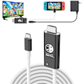 Pikkukuva 1 / 5: USB C - HDMI -kaapeli Nintendo Switchille/OLED:lle, 3 in 1 -kaapeli 100 W PD:llä ja 4K HDMI:llä, tukee TV:tä/Steam Deckiä/kannettavaa tietokonetta/PC:tä, 2 m mustavalkoinen