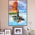 Pikkukuva 3 / 5: Sesonal Tree Diamond Painting Kit - DIY Crystal Cross Stitch aikuisille ja lapsille