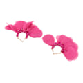 Miniatyrbillede 6 af 8: Store Større Stof Blomster Dangle Øreringe Intrikate Perle Håndlavede Stof Kronblad Hoop Øreringe til Kvinder Piger Ferie Bryllup Rose Rød