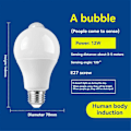 Miniatyrbillede 4 af 5: 4 stk. E27 LED bevægelsessensor pære LED lampe PIR sensor lys 9W