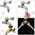 Miniatyrbillede 3 af 5: Messing 2-vejs vandhanestik Adapter Dobbelt vandhane Havestik Adapter med individuelle On/Off ventiler til hjemmekøkken have udendørs