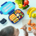 Miniatyrbillede 6 af 8: Børne Bento Box 4 Rum Lækagesikker BPA-fri Bærbar Børnemadkasse til Drenge Piger 1300ml