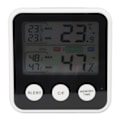 Miniatyrbild 1 av 8: Rumstermometer 3,7 tum LCD-skärm Hög noggrannhet Komfortnivåindikator Fuktighetssensor för hem kök kontor Svart