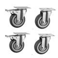 Miniatyrbilde 1 av 5: 4 Svingbare Hjul, 75 mm Møbelhjul med Bremse, Gummi Transporthjul, Last 100 kg, 2 Hjul med Bremse, 2 Svingbare Hjul