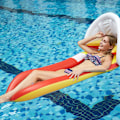 Miniatyrbild 7 av 8: Pool Float Med Baldakin Uppblåsbar Pool Float Flotte Bekväm Hållbar Utomhus Vatten Säng