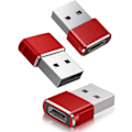 Pikkukuva 1 / 5: USB - USB C -sovitin 3 kpl, tyyppi C naaras - A uros -latauskaapelisovitin punainen