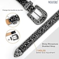 Miniatyrbilde 3 av 5: Western Cowboy Cowgirl Rhinestone-besatt lærbelte for menn og kvinner - Svart 41 tommer