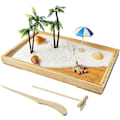 Miniatyrbillede 1 af 5: Japansk Zen Have til Skrivebord Hvid Strand 30,5 cm x 20,3 cm Mini Zen Have til Skrivebord med Hvidt Sand Kunstig Bonsai Træ Sten River & Tilbehør Meditation