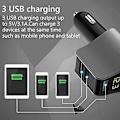 Miniatyrbild 4 av 5: Ny Mini USB Multi-Laddare USB-Laddare - 3 USB - 5V /3.6A - Voltmeterfunktion LED-Display Batteri - Universell Kompatibilitet (3usb) Silver
