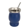 Miniatyrbillede 2 af 8: 8oz Kalebas Te-kop Dobbelt Væg Rustfrit Stål med Ske Suttebørste Kalebas Isolerede Kopper til Te Kaffe Vin Blå 230ml