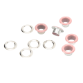 Pikkukuva 4 / 8: 500 setin läpivientisarja 8 mm pyöreä kupari, helppo asentaa kirkkaanvärinen silmukkasarja korjauskoristeluun DIY pinkki