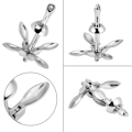 Miniatyrbillede 3 af 8: 0,7 kg rustfrit stål båd foldbar grapnel anker docking hardware til marine yacht