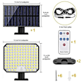 Pikkukuva 4 / 5: Ulkokäyttöön tarkoitettu aurinkokennovalaisin 118 LED-sensorilla, IP65 vedenpitävä, 3 tilaa, kaukosäädin puutarhaan, patiolle, autotalliin, ulkotilaan 106LED