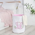 Miniatyrbilde 1 av 4: Rosa Kleskurver For Barn, Rosa Klesvaskkurv, Stor Sammenleggbar Kurv Med Håndtak, Rund Oppbevaringskurv I Lin For