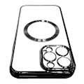 Pikkukuva 1 / 8: Puhelimen suojakotelo Muodikkaasti sähköpinnoitettu Magneettinen imu Täysin peitetty Iskunkestävä Puhelimen suojakotelo IPhonelle Musta IPhone13Prolle