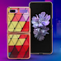 Miniatyrbillede 6 af 8: Rhomboids 9H Hærdet glas skal Mobiltelefon beskyttelse etui Mobiltelefon bagcover til Samsung Galaxy Z FlipRhomboids Rød