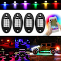 Pikkukuva 5 / 8: 4 kpl RGB LED vilkkuva monivärinen kivivalo alustan hehkuvalo Bluetooth langaton