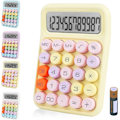 Miniatyrbillede 1 af 4: 12-cifret Stort LCD-display og Stor Rund Knap Candy Farve Bordregner (Hvid)