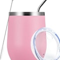 Miniatyrbild 8 av 8: 12oz 304 Rostfritt Stål Äggskalskopp Set U-formad Stor Mag Värmeisoleringskopp med Sugrör Koppslock Borste Rosa