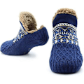Miniatyrbillede 1 af 4: Bløde Sokker - Blå 40-42 Herre Varme Sokker Strikkede Sokker Sherpa Fuzzy Sengestrømper Skridsikre Sokker, One Size