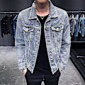 Miniatyrbillede 5 af 5: Retro herre denim jakke med huller XXL FARVE grå