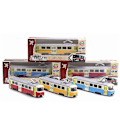 Miniatyrbillede 3 af 5: Støbt Træk Tilbage Klassisk Tog Tram med LED Musik - Udviklende Børnelegetøj GulGrå